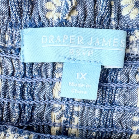 Draper James Blue Cotton Print Tie Shoulder Tiered MAXI  Smocked Sundress IX - Picture 16 of 16